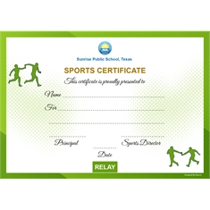 School Sports Award Certificate Relay A4 Size | Use on Laser Printer